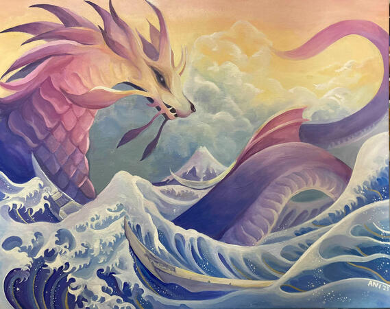 Wave Appropriation, 2023, oil on canvas, 60x75cm